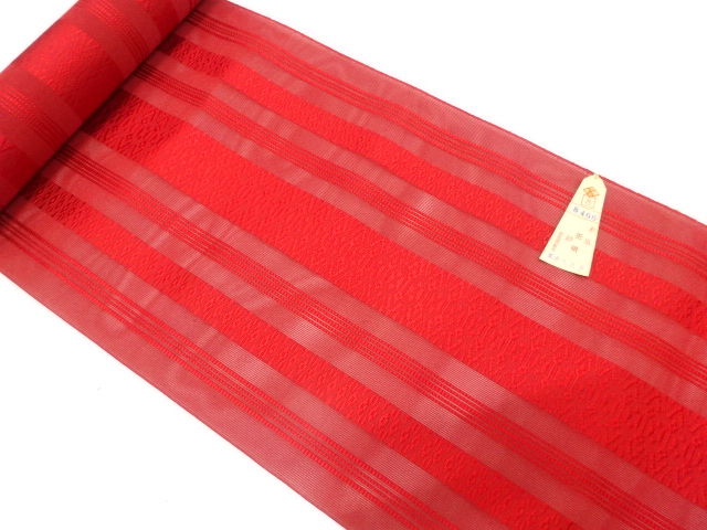 JAPANESE KIMONO / ANTIQUE BOLT FOR SUMMER NAGOYA OBI / SILK / CHIKUZEN HAKATA